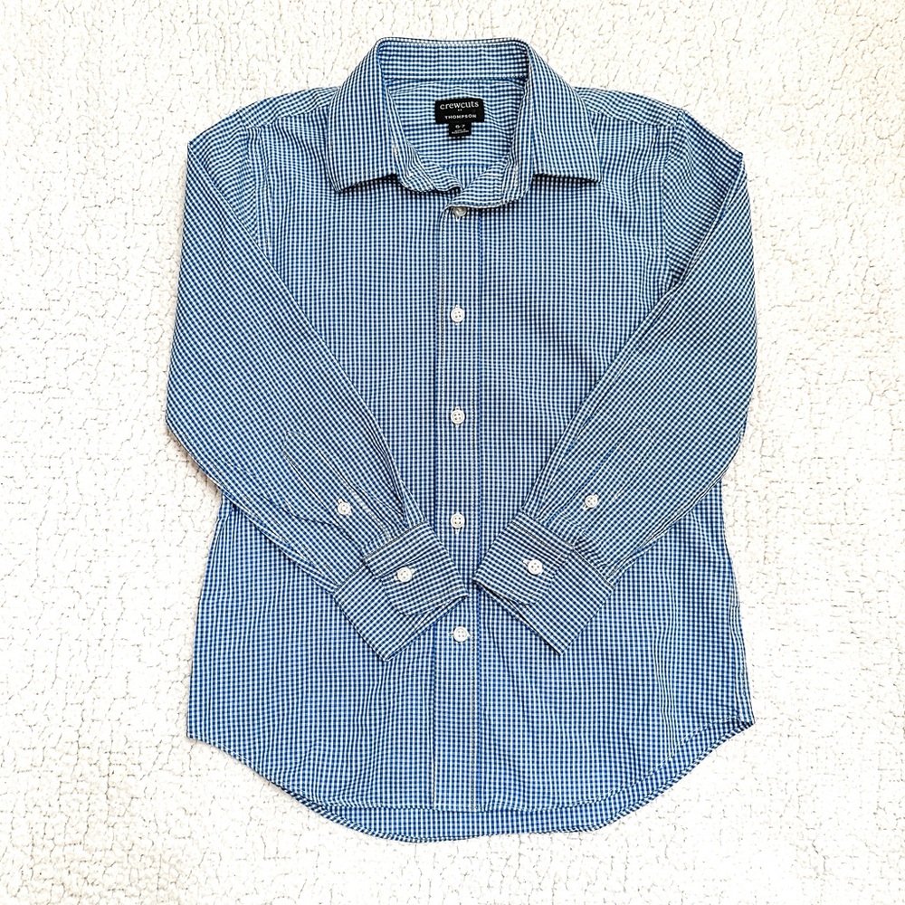 J. Crew Boys’ Button-Down Dress Shirt Blue/White Mini Check